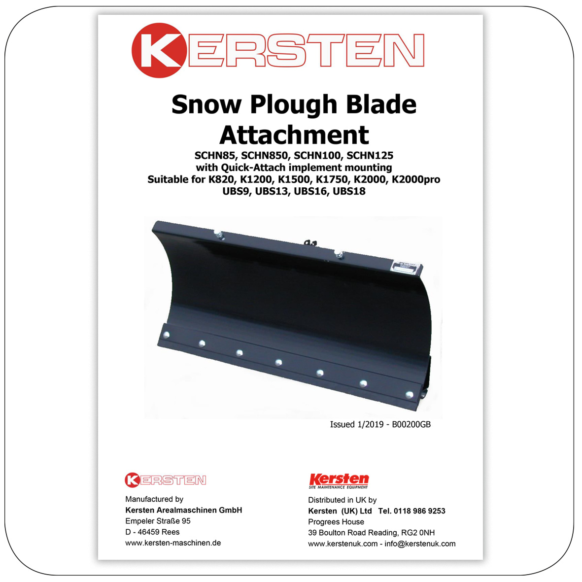 Instruction Manual - Spare Parts Lists SNOW PLOUGH...