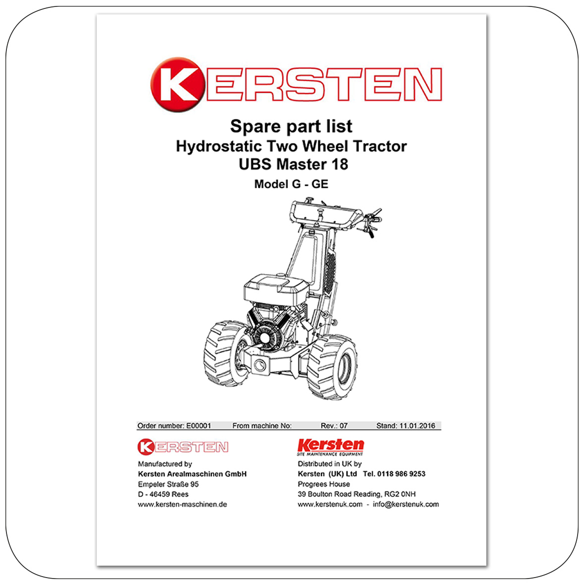 Spare parts lists UBS Master 18 - Power Unit - E00001